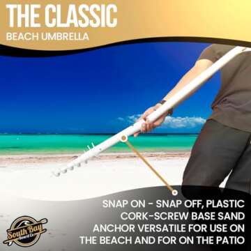 South Bay Beach Life™ - Large, Luxury Beach Umbrellas - Beach & Patio Umbrella with Custom Sand Anchor Versatility for Family/Friends - Flowing Tassels - UPF 50+ UV Protection - Include Carry Bags