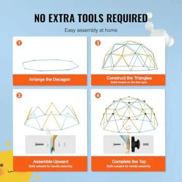 VEVOR Climbing Dome, 10FT Geometric Dome Climber with Hammock and Swing, Jungle Gym Supports 750LBS and Easy Assembly for Kids 3 to 10 Years Old, with Climbing Grip, Outdoor Backyard Play Equipment