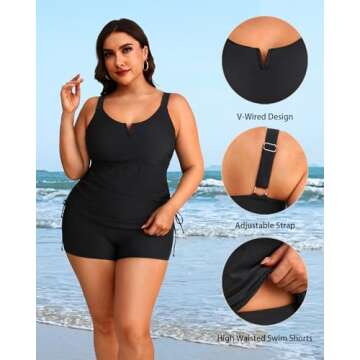 Women's Plus Size Tankini Bathing Suit - Stylish Swimwear