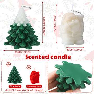 Minatee 4 Pieces Large Christmas Candles Tree Santa Scented Xmas Tree Shaped Candles Gifts for Home ...