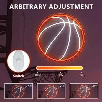 Basketball Neon Sign, 12.6×12.6 Inch Basketball Led Neon Light, Dimmable LED Neon Signs for Wall Decor, Powered by USB Wall Decor Aesthetic, Sports Neon Signs for Room Bedroom Shop Decor
