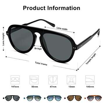 SOJOS Retro Aviator Sunglasses for Men Women