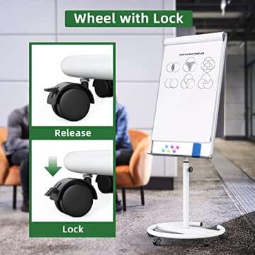 Mobile Dry Erase Board, 40x28 inches Magnetic Portable Whiteboard Stand Easel White Board Flipchart Easel Board Dry Erase Board with Stand School Supplies, White