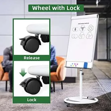 Mobile Dry Erase Board, 40x28 inches Magnetic Portable Whiteboard Stand Easel White Board Flipchart Easel Board Dry Erase Board with Stand School Supplies, White