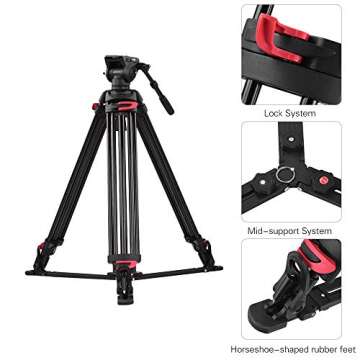 Andoer 70inch Tripod with 360° Fluid Head for Cameras