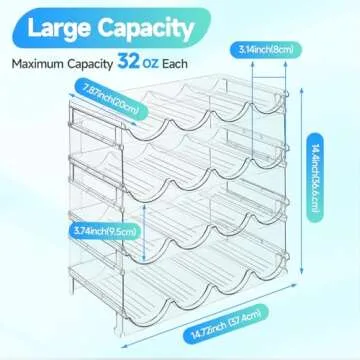 IROONN Water Bottle Organizer for Cabinet, Stackable Water Bottle Storage Rack, 4 Tier Water Bottle ...