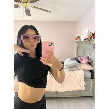 FEISEDY Women Sparkling Crystal Sunglasses Oversized Square Thick Frame B2283