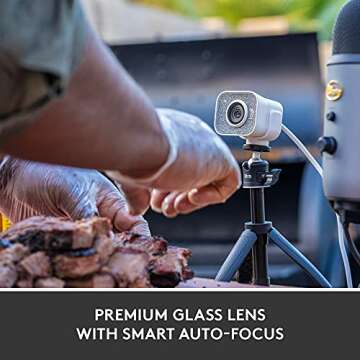 Logitech StreamCam - Webcam for Live Streaming on YouTube and Twitch, Full HD 1080p at 60fps, USB-C Connection, Facial Tracking, Autofocus, Vertical Videos, Light Grey