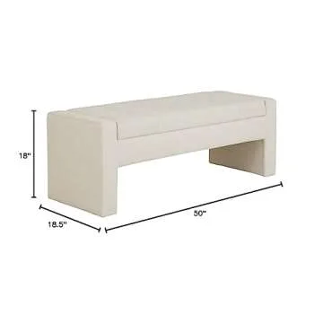 Madison Park Gillian Entryway Accent Storage Bench, Button Tufted & Upholstered Padded Seating Bench for Living Room, Compact Bed End Bench with Lift-Top Hidden Storage, Bedroom Furniture, 50"W, Cream