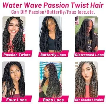 Dorsanee Ombre Brown Passion Twist Hair 18 Inch 7 Packs Water Wave Crochet Hair Long Bohemian Curly Braiding Hair for Butterfly Locs, Faux Locs, Boho Style Spring Twist Crochet Braids (T30#)