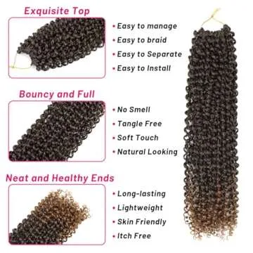 Dorsanee Ombre Brown Passion Twist Hair 18 Inch 7 Packs Water Wave Crochet Hair Long Bohemian Curly Braiding Hair for Butterfly Locs, Faux Locs, Boho Style Spring Twist Crochet Braids (T30#)