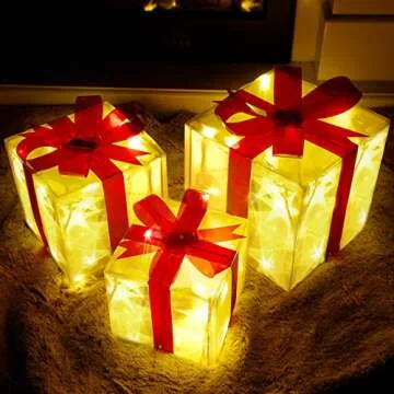 Lulu Home LED Christmas Box Decorations for Holiday Decor