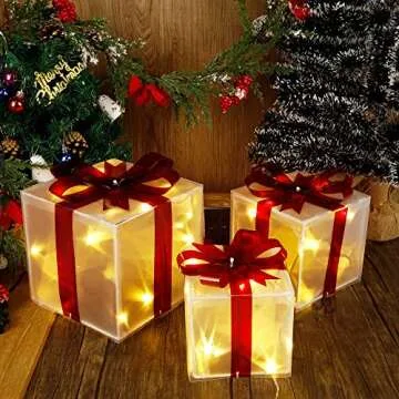 Lulu Home LED Christmas Box Decorations for Holiday Decor