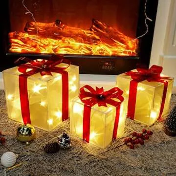 Lulu Home LED Christmas Box Decorations for Holiday Decor