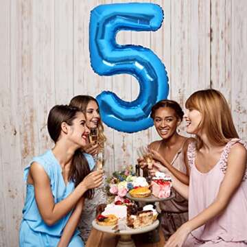 40 Inch Blue Number 2 Balloon Giant Two Balloon Number Birthday Decorations, 2nd 12 21st Party Celebration Decorations Graduations Anniversary Baby Shower 2 Years old Kids Birthday Decorations