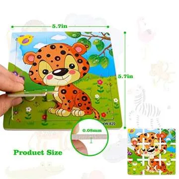 NASHRIO Wooden Puzzles for Toddlers 2-5 Years Old(Set of 6), 9 Pieces Preschool Educational and Lear...
