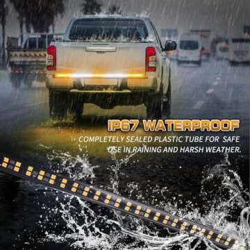XRIDONSEN 60 inch Truck Tailgate Strobe Lights Strip 360 LED Amber White Rear Window Lights Tail Emergency Lights Flashing Warning Hazard Safety for Tow Plow Trucks Construction Vehicles Pickup
