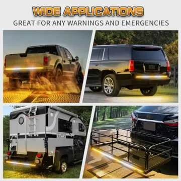 XRIDONSEN 60 inch Truck Tailgate Strobe Lights Strip 360 LED Amber White Rear Window Lights Tail Emergency Lights Flashing Warning Hazard Safety for Tow Plow Trucks Construction Vehicles Pickup