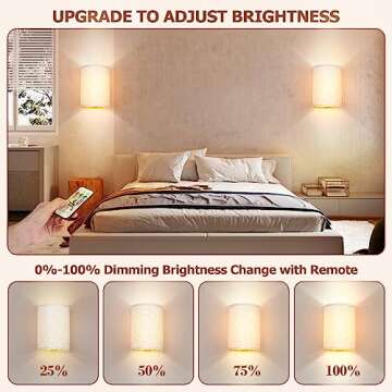 OCATO Wall Sconces Set of Two Battery Operated: Magnetic Wall Lamp Rechargeable Wall Lights 16 RGB Colors Dimmable with Fabric Linen Shade Remote Control Wall Decor for Bedroom Living Room Hallway