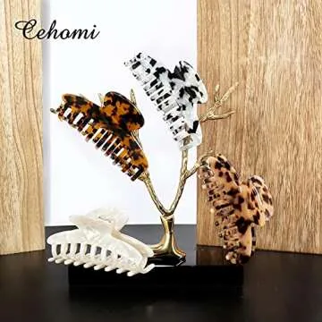 Hair Claw Clips,Tortoise No-Slip Leopard Print French Barrettes, Acrylic Hair Banana Jaw Clips,Stylish Butterfly Hair Accessories for Women Girls (style 8)