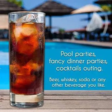 Volarium Highball Glasses with Heavy Base, Clear Drinking Glasses Set for Water, Juice, Cocktails, Wine, Beer, and Whiskey, 12 1/4 Ounce, Set of 6 (Highball Glasses)