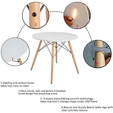 Coavas Modern Round Kitchen Dining Table Under $100