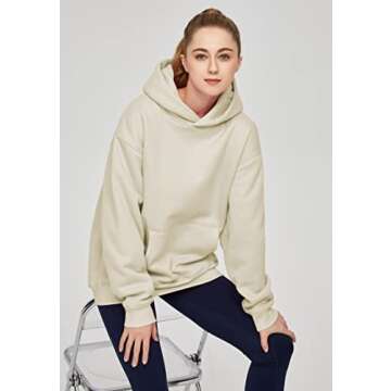 THE GYM PEOPLE Women's Oversized Hoodie Loose fit Soft Fleece Pullover Hooded Sweatshirt With Pockets Khaki