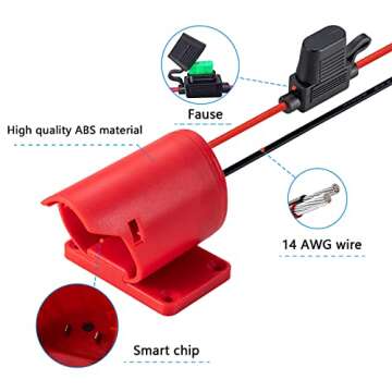Power Wheel Adapter for Milwaukee 12V Battery with Fuse