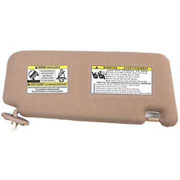 Ezzy Auto Beige Left Driver Side Sun Visor for Toyota Venza 2009-2016 with Sunroof 74320-0T022-B1