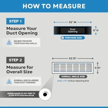 32x8 Return Air Vent Cover Grille - White Steel HVAC Grille
