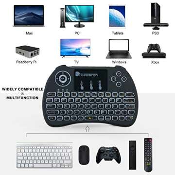 Beastron (Upgraded) 2.4G Mini Wireless Keyboard with Touchpad Mouse＆QWERTY Keyboard, Backlit Porta...