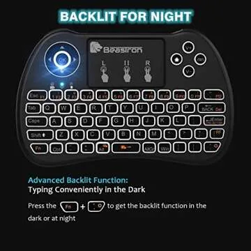Beastron (Upgraded) 2.4G Mini Wireless Keyboard with Touchpad Mouse＆QWERTY Keyboard, Backlit Portable Keyboard Wireless with Remote Control for Laptop,PC,Google Android TV,Xbox,PS3/4 .Black