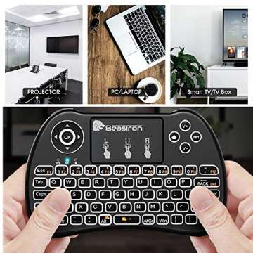 Beastron (Upgraded) 2.4G Mini Wireless Keyboard with Touchpad Mouse＆QWERTY Keyboard, Backlit Portable Keyboard Wireless with Remote Control for Laptop,PC,Google Android TV,Xbox,PS3/4 .Black