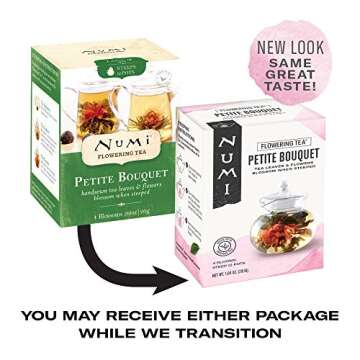 Numi Organic Tea Petite Bouquet - 4 Flowering Tea Blossoms for Gift Giving