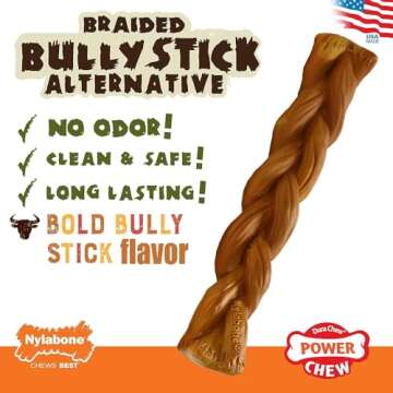 Nylabone 2 Pack of Power Chew Extreme Chewing Braided Bully Stick Alternative Dog Toys, Giant, Made ...