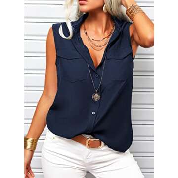 Veatzaer Women's Casual Lapel Tank Tops - Office Ready