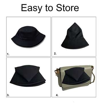 NPJY Reversible Bucket Hat for Women Men Cotton Summer Sun Beach Fishing Cap Black/White