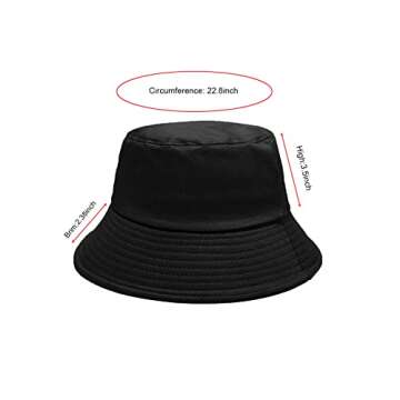NPJY Reversible Bucket Hat for Women Men Cotton Summer Sun Beach Fishing Cap Black/White
