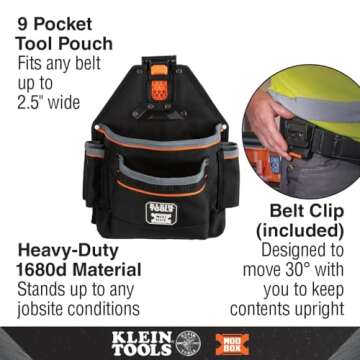 Klein Tools 55835MB MODbox Tool Pouch, 9-Pocket Electrician Parts Pouch, Quickly Attach and Release ...