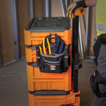Klein Tools 55835MB MODbox Tool Pouch, 9-Pocket Electrician Parts Pouch, Quickly Attach and Release from Tool Belts and MODBox Rail System