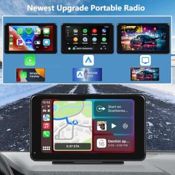 WECAMTX 2025 Portable Wireless Carplay/Android Auto Screen for Car,7 Inch HD Touch Screen Car Play w...