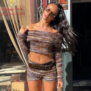 RISCUYY Women's Stylish 2 Piece Off the Shoulder Outfit