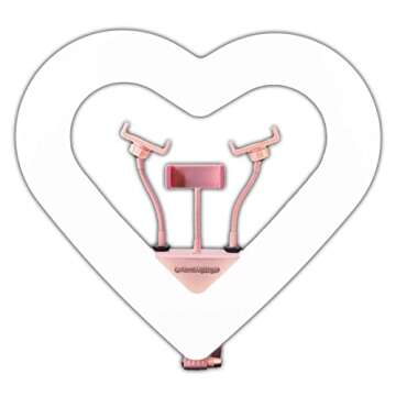 Kawaii Lighting Heart Ring Light RGB 20" Pro Heart Shape Dimmable RGB LED Ring Light Kit (Pink)