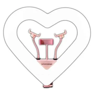Kawaii Lighting Heart Ring Light RGB 20" Pro Heart Shape Dimmable RGB LED Ring Light Kit (Pink)