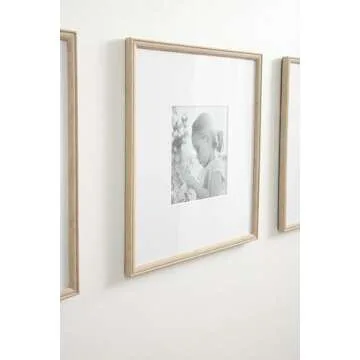 Kate and Laurel Adlynn Rectangle Picture Frame Set of 3, 14 x 18 matted to 11 x 14, Natural, Transitional Three-Piece Frame Set for Gallery Wall Frame Set in Living Room Wall Decor