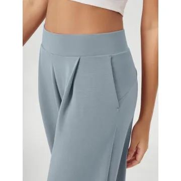 ODODOS Women High Waist Soft Wide Leg Pants in Grey Blue