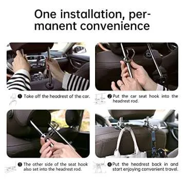 sentoto Car Purse Hook,Purse Holder for Car, Purse Hook for Car,Multi-Functional Hidden Hooks,Headrest Hooks for Car,Car Storage Hooks Saygoodbye to The Messy Space,Boutique Deep Gun Color