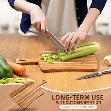 Acacia Wood Cutting Board with Handle for kitchen- EVNSIX Wooden Chopping Board Countertop for Meat, Bread, Vegetables Fruits Charcuterie Cheese Serving Boards,Decorative for Kitchen and Dining