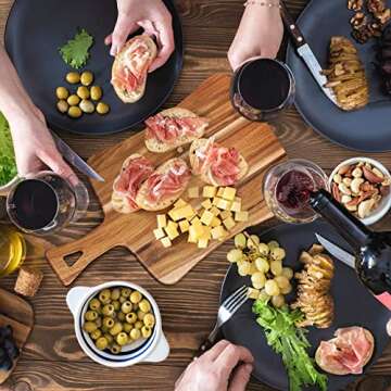 Acacia Wood Cutting Board with Handle for kitchen- EVNSIX Wooden Chopping Board Countertop for Meat, Bread, Vegetables Fruits Charcuterie Cheese Serving Boards,Decorative for Kitchen and Dining