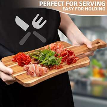 Acacia Wood Cutting Board with Handle for kitchen- EVNSIX Wooden Chopping Board Countertop for Meat, Bread, Vegetables Fruits Charcuterie Cheese Serving Boards,Decorative for Kitchen and Dining